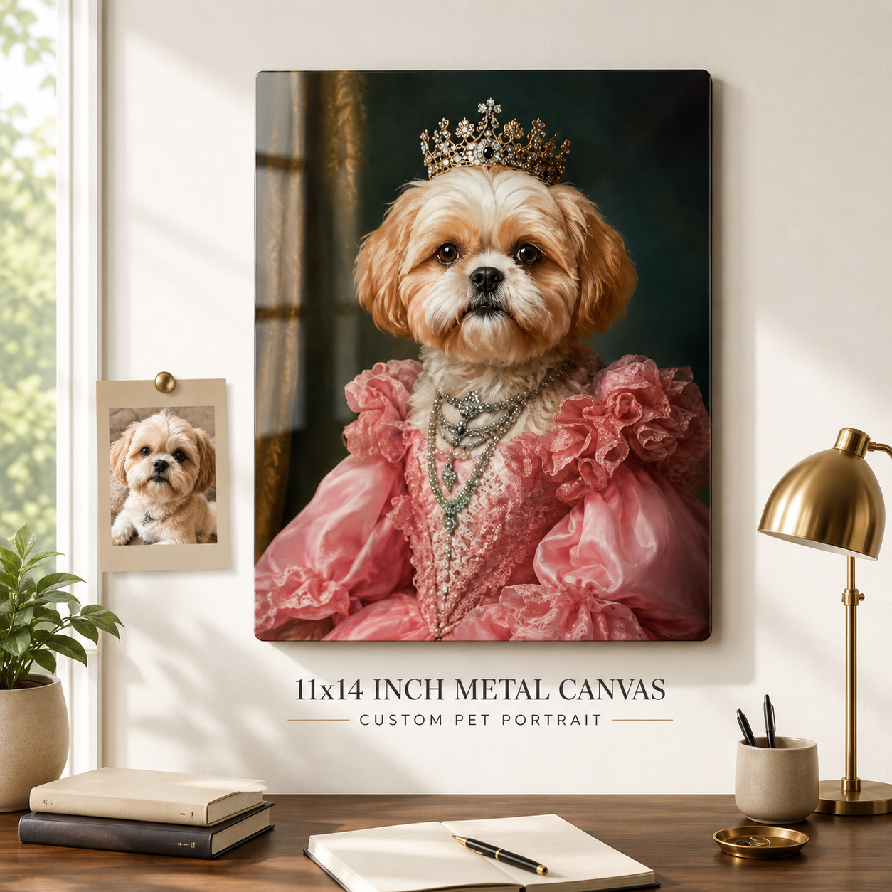 Personalized Dog Royal Metal Wall Art – Custom Pet Portrait Print With Name THUC99