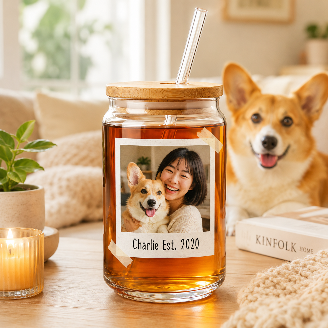 Personalized Puppy Photo Sipper Glass 16oz – Custom Drinkware for Dog Lovers THUC99
