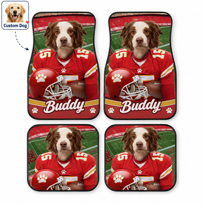 Custom Dog Face Auto Floor Mats, Personalized Football Pet Car Accessories Gift THUC99