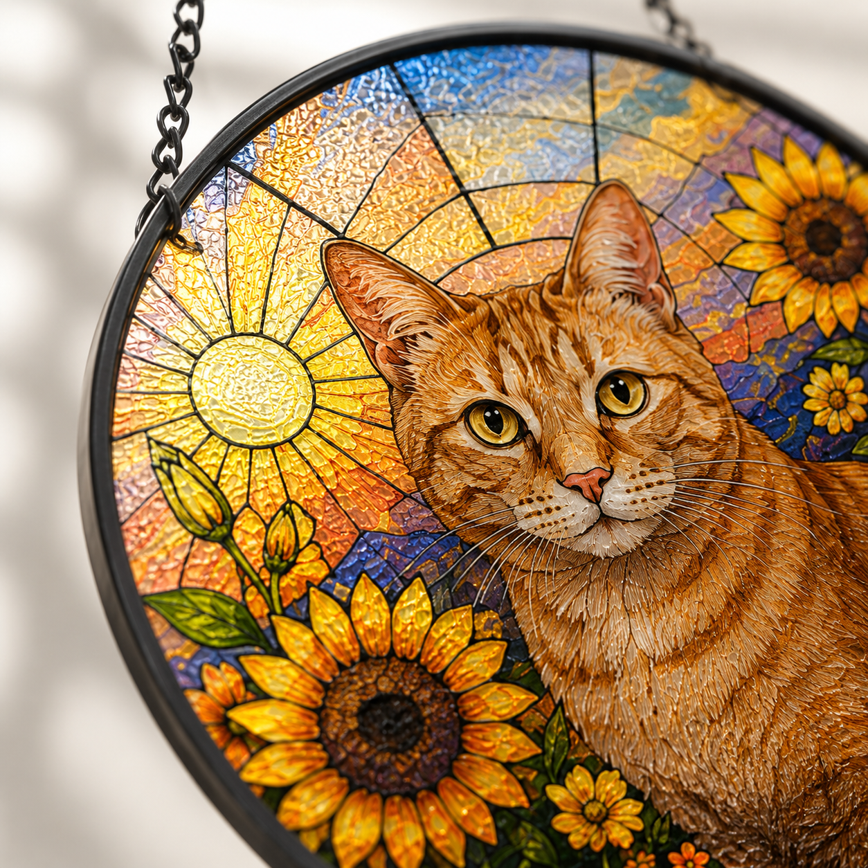 Custom Photo Cat Lover Stained Glass Suncatcher – Personalized Cat Sympathy Gift | Pet Memorial Decor THUC99