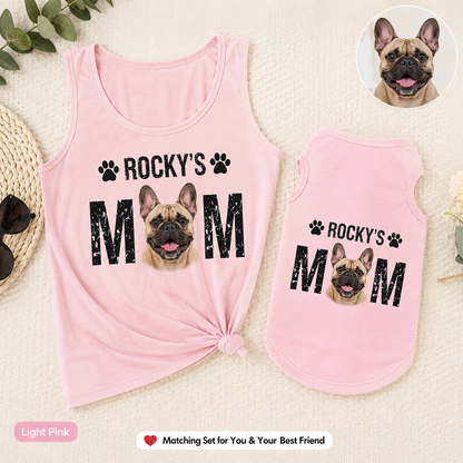 Personalized Women’s Tank Top with Dog Photo, Matching Pet Tank Top Summer Set THUC99
