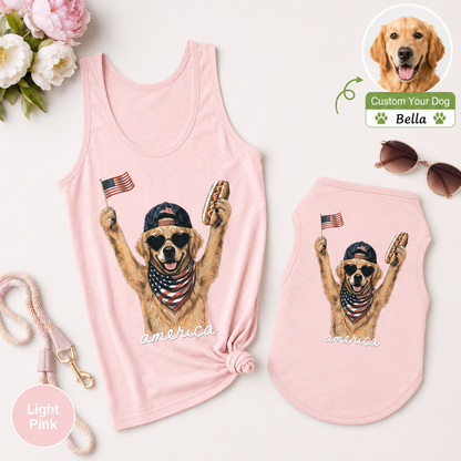 Personalized Women’s and Pet Tank Top Set, Custom Dog Photo Matching Summer Shirt THUC99
