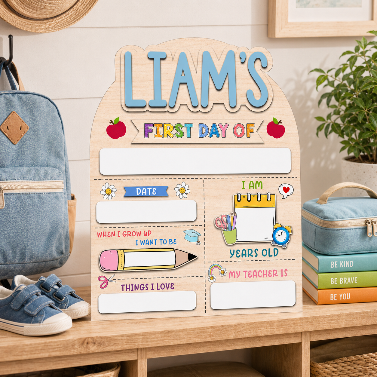Custom Back to School Sign, Personalized First Day Last Day School Board THUC99