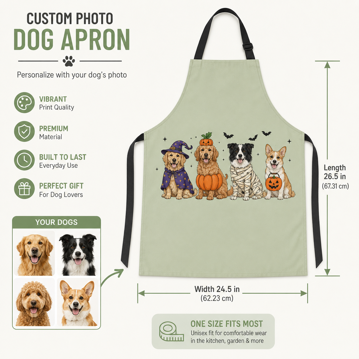 Custom Pet Photo Apron Personalized Dog Lover BBQ Apron, Unique Kitchen Apron Gift for Dog Mom and Dad THUC99