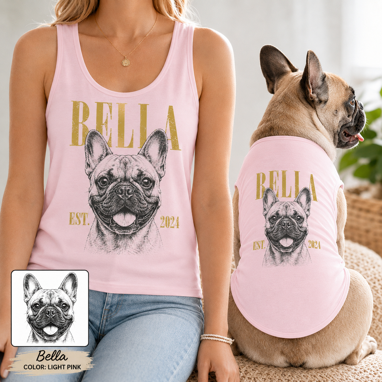 Custom Dog Women’s Tank Top and Pet Tank Top, Matching Dog Lover Outfit THUC99