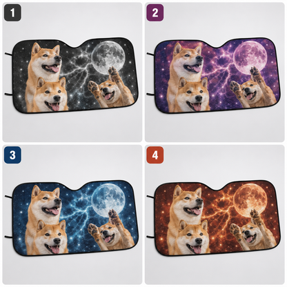 Custom Pet Photo Car Sun Shade, Personalized Dog Windshield Cover, Foldable Auto Window Sunshade THUC99