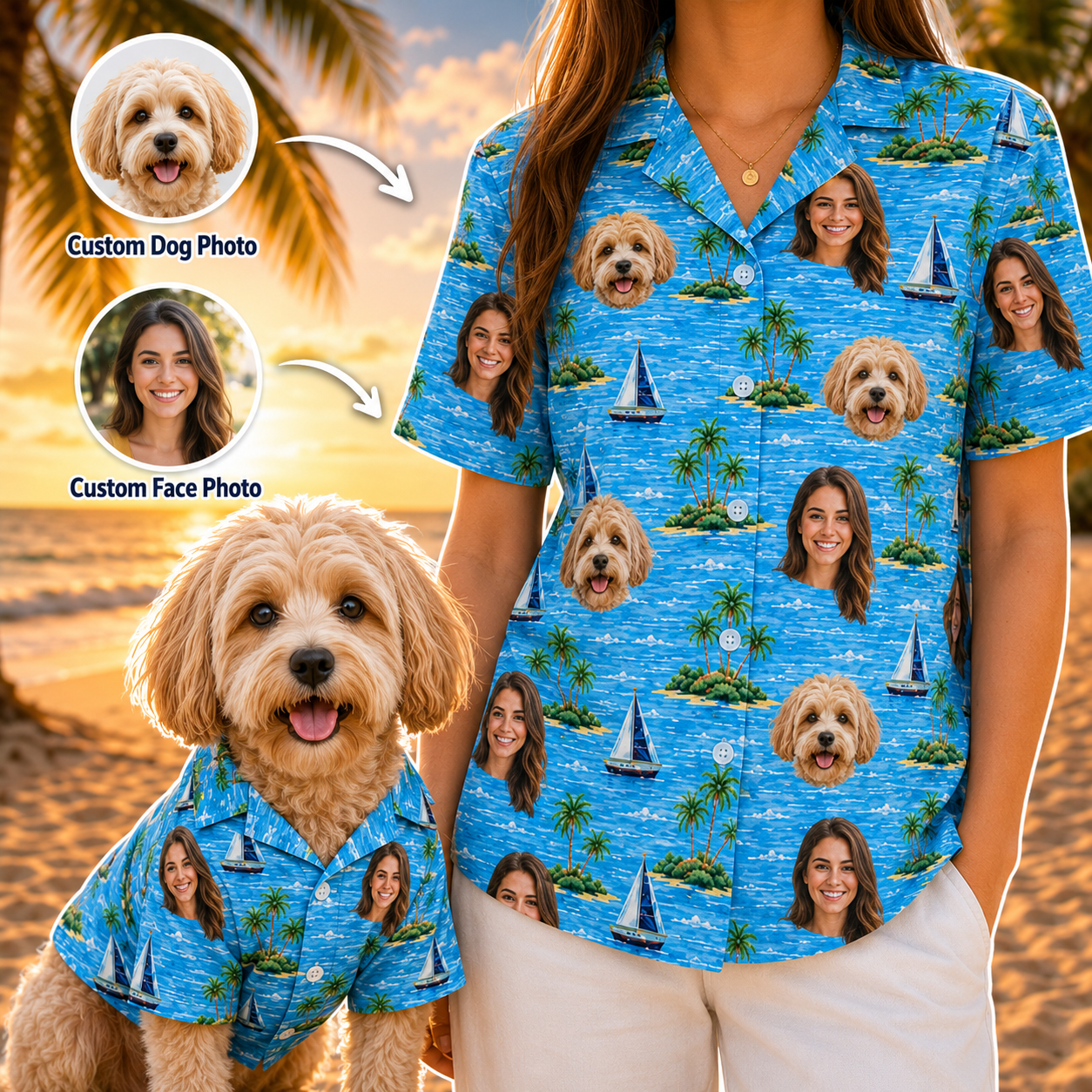 Personalized Hawaiian Shirt With Dog Photo, Custom Pet Vacation Shirt For Dog Owners THUC99