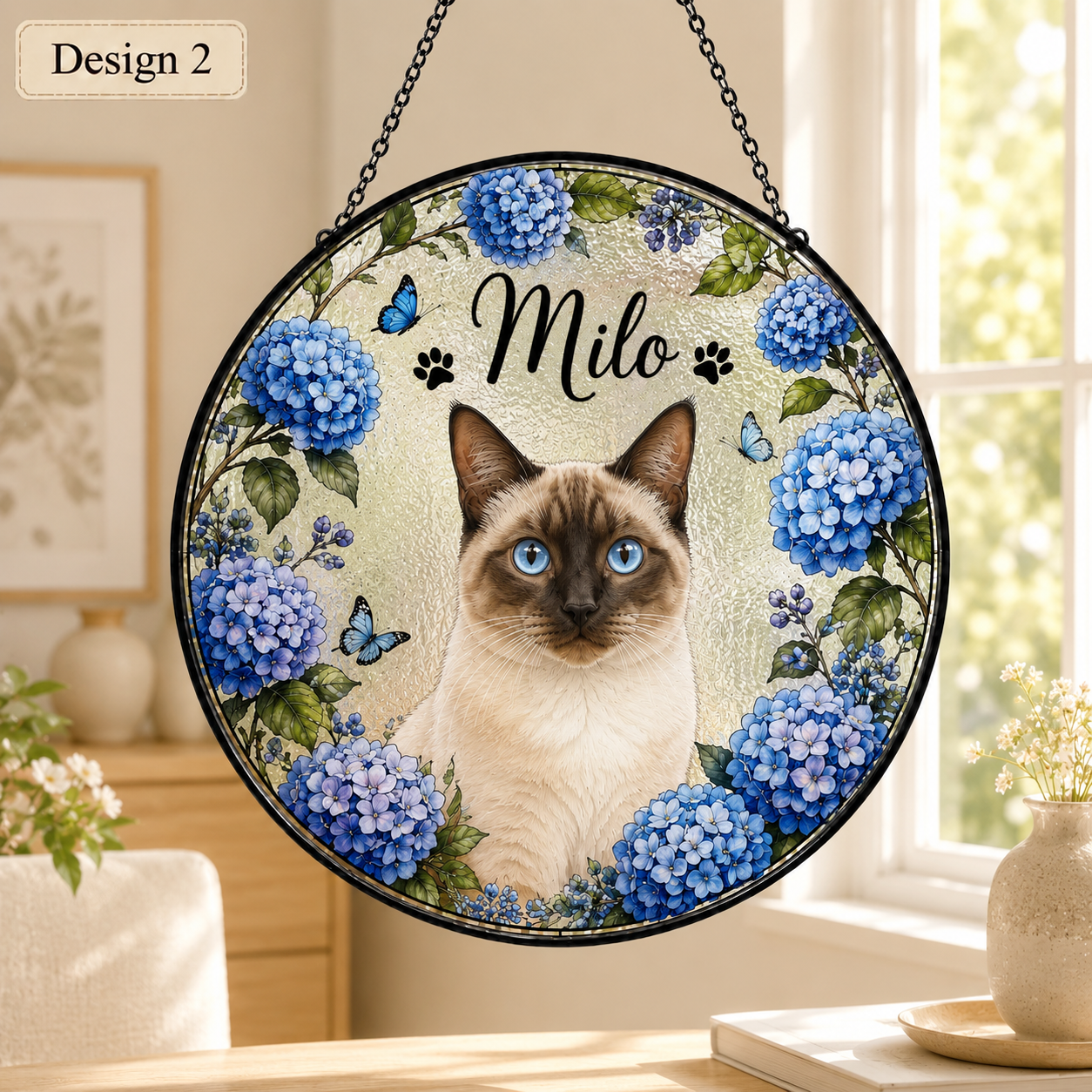 Custom Photo Cat Glass Suncatcher Decor – Personalized Pet Portrait Memorial Gift THUC99