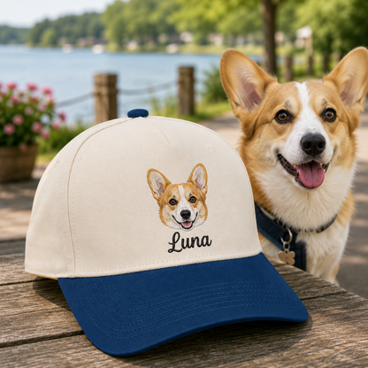 Personalized Dog Face Hat, Custom Embroidered Pet Portrait Hat, Memorial Gift THUC99