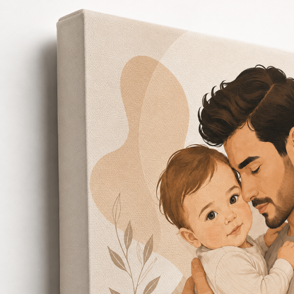 Custom Photo Dad's Baby Canvas Wall Art - Custom Gift For Dad TOM99