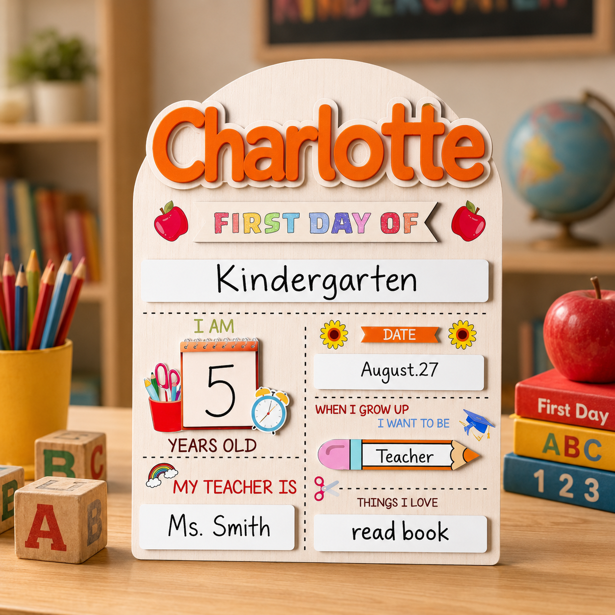 Personalized Back to School Photo Prop, Custom Acrylic Wood School Sign THUC99