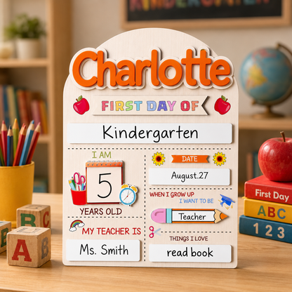 Personalized Back to School Photo Prop, Custom Acrylic Wood School Sign THUC99