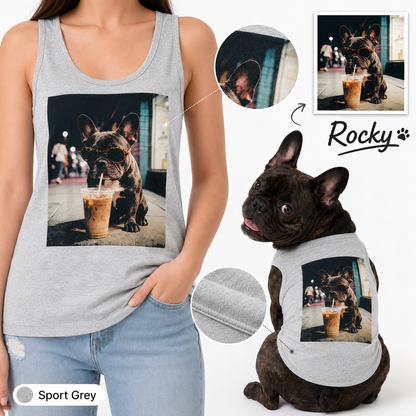 Custom Photo Dog Tank Top Matching Pet Set, Personalized Women’s Tank Top and Pet Tank Top Outfit THUC99