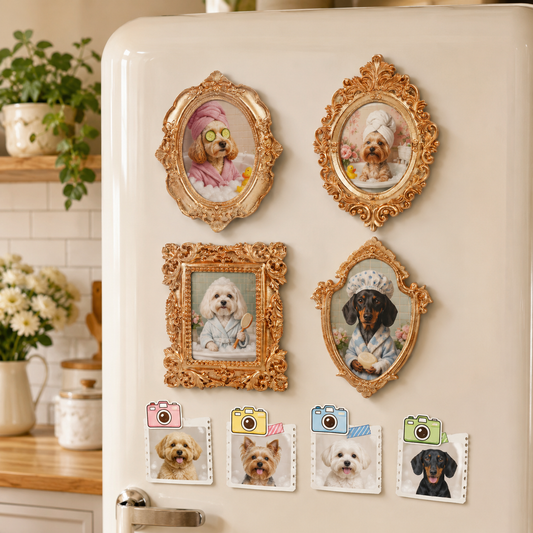 Custom Dog Vintage Photo Frame Magnet, Personalized Pet Portrait Dog Lover Gift THUC99