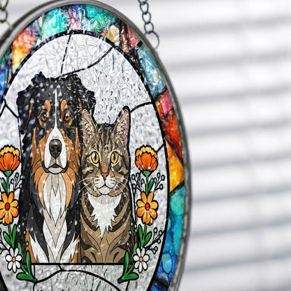 Personalized Dog Suncatcher – Custom Pet Portrait Stained Glass Window Hanging Gift (THUC99)