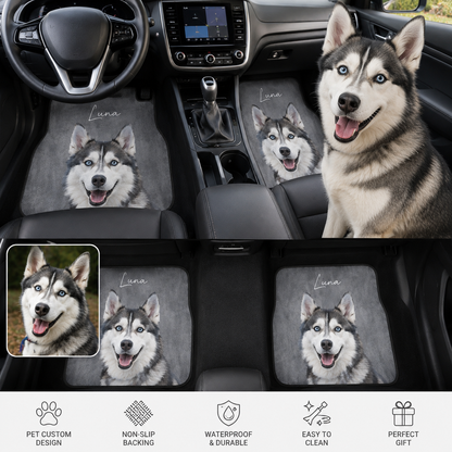 Custom Photo Dog Car Floor Mats 4-Piece Set, Personalized Pet Car Floor Mat, Car Interior Accessories THUC99