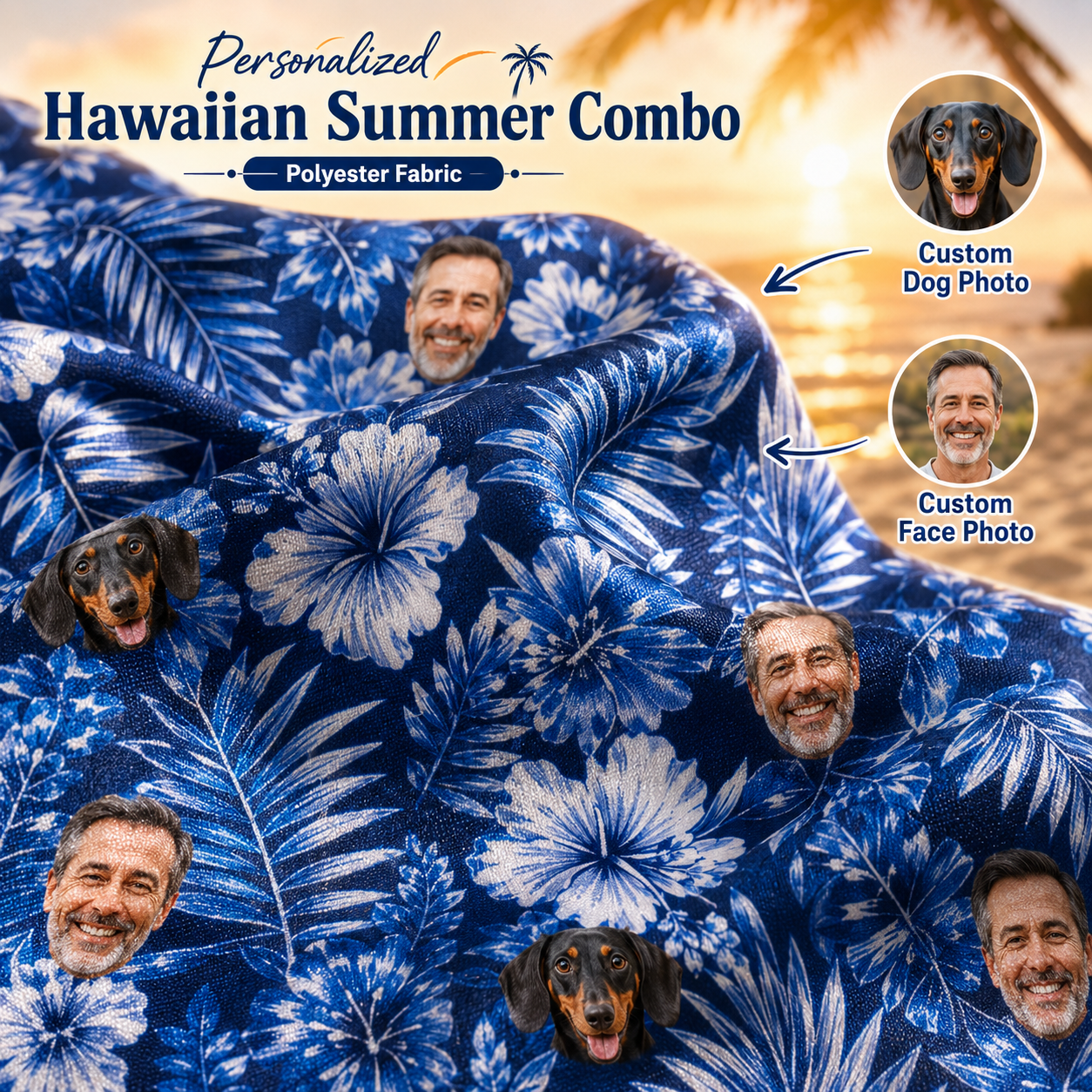 Custom Pet Face Tropical Shirt, Personalized Dog Hawaiian Shirt, Beach Holiday Gift THUC99