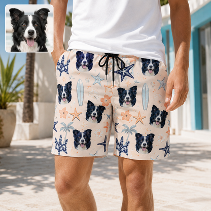 Personalized Custom Dog Picture Beach Shorts Summer Swim Trunks for Men THUC99