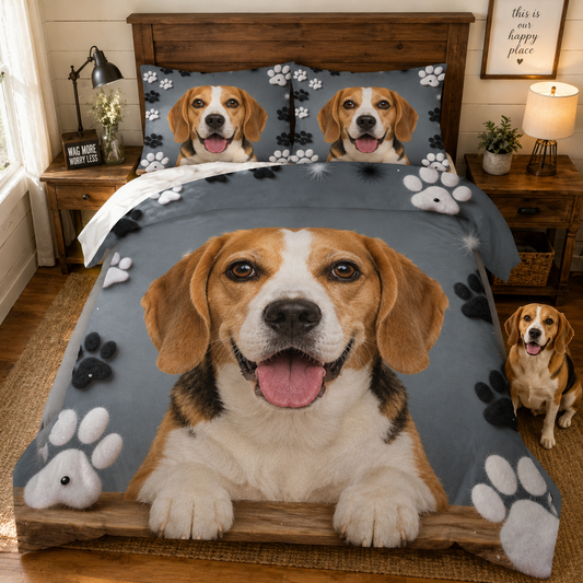 Custom Photo Pet Bedding Set, Personalized Dog Sheet Set For Pet Lovers THUC99