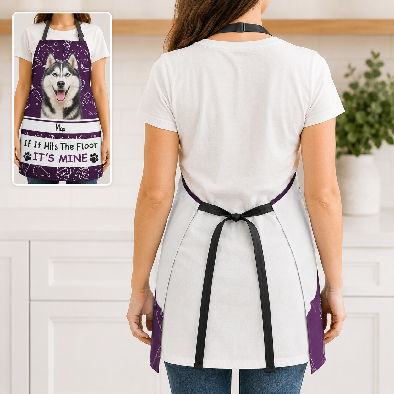 Custom Dog Face Apron Personalized Photo Apron, Funny Pet Lover Kitchen Gift for Dog Mom and Dog Dad THUC99
