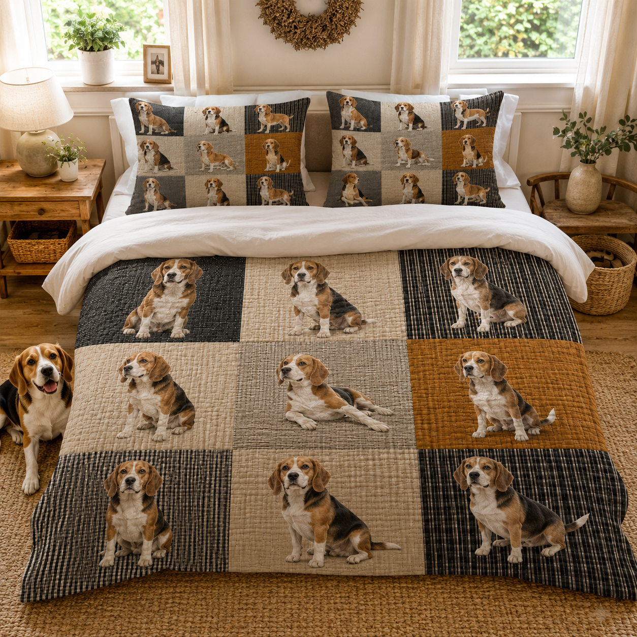 Custom Dog Face Bedding Set, Personalized Pet Portrait Bedroom Decor Gift THUC99