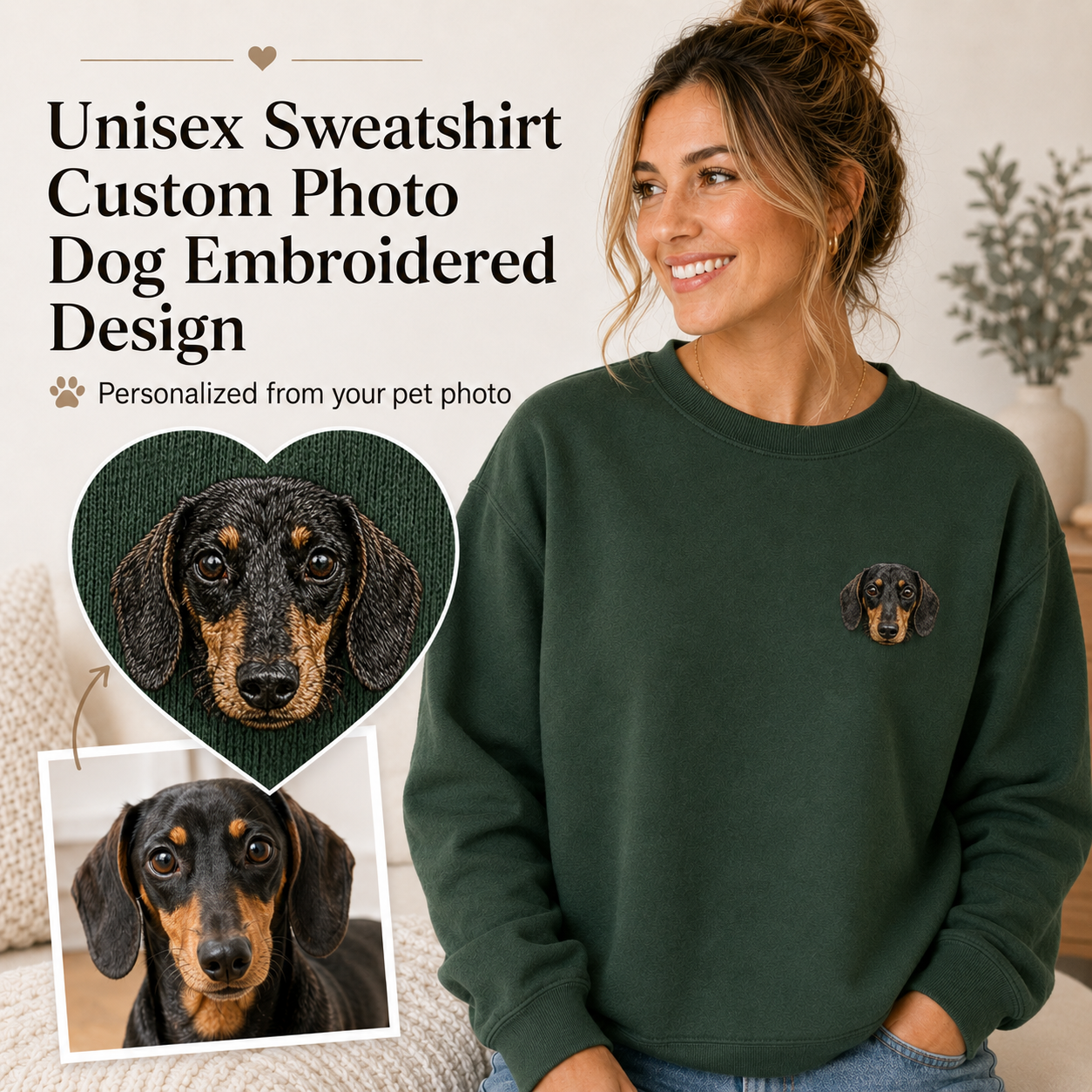 Custom Dog Embroidered Sweatshirt, Personalized Pet Memorial Hoodie THUC99