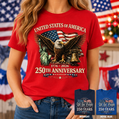 Patriotic USA Freedom Wash Shirt, America 250 Years Anniversary Tee THUC99