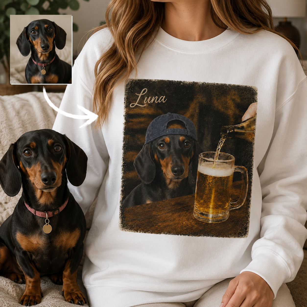 Personalized Dog Portrait Hoodie Custom Pet Photo Sweatshirt for Puppy Lovers THUC99
