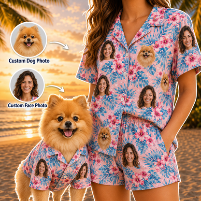 Personalized Pet Face Hawaiian Shirt, Custom Dog Lover Aloha Shirt, Summer Vacation Gift THUC99