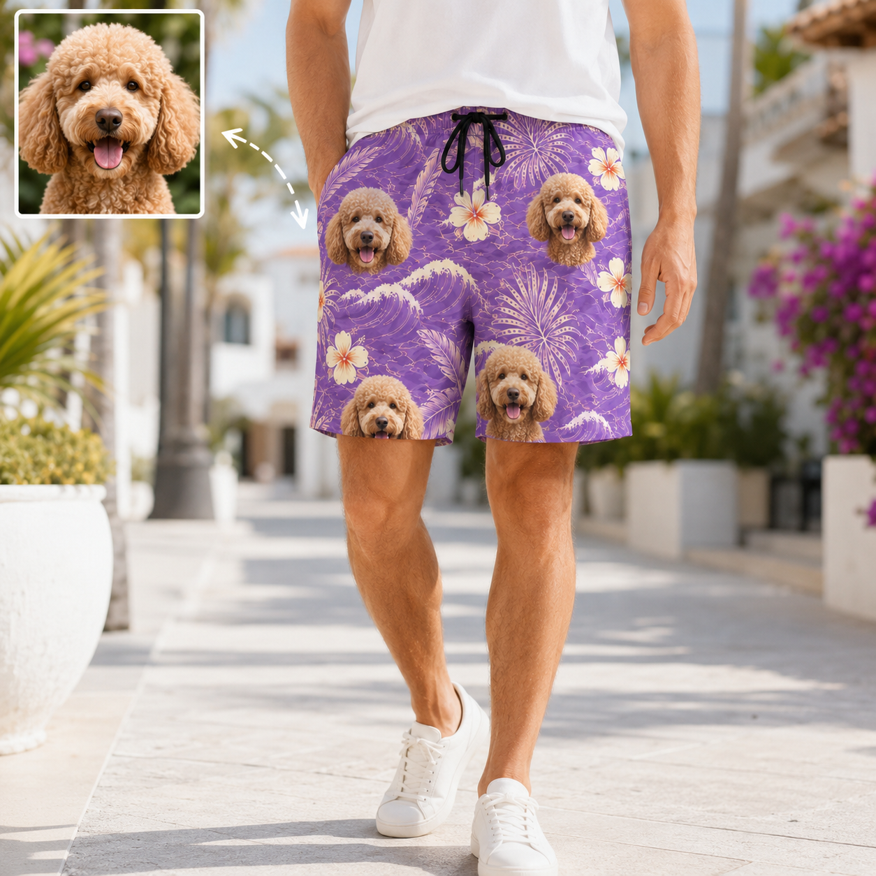 Personalized Dog Face Summer Shorts Custom Photo Beachwear for Vacation THUC99