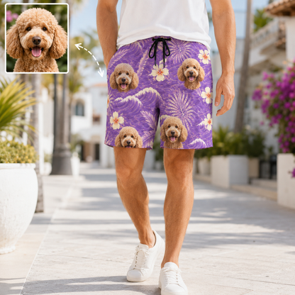 Personalized Dog Face Summer Shorts Custom Photo Beachwear for Vacation THUC99