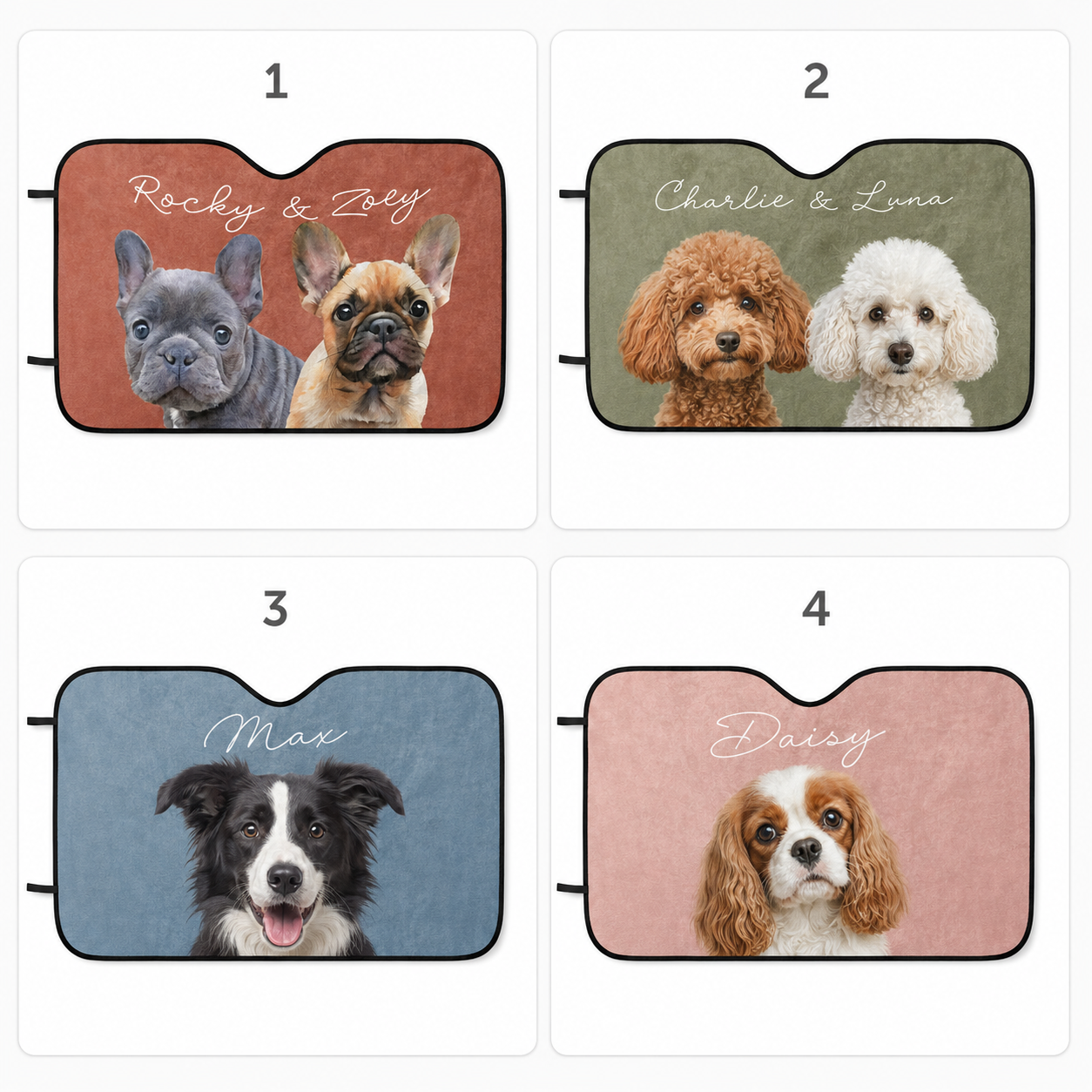 Custom Dog Photo Car Sunshade, Personalized Pet Windshield Shade, Car Accessory THUC99