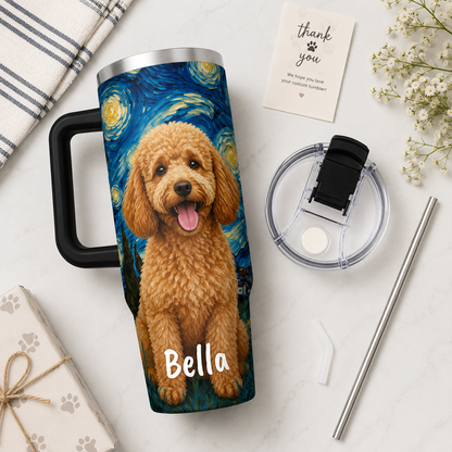 Custom Photo Dog Mom 40oz Tumbler – Personalized Pet Portrait Gift for Women and Dog Lovers THUC99