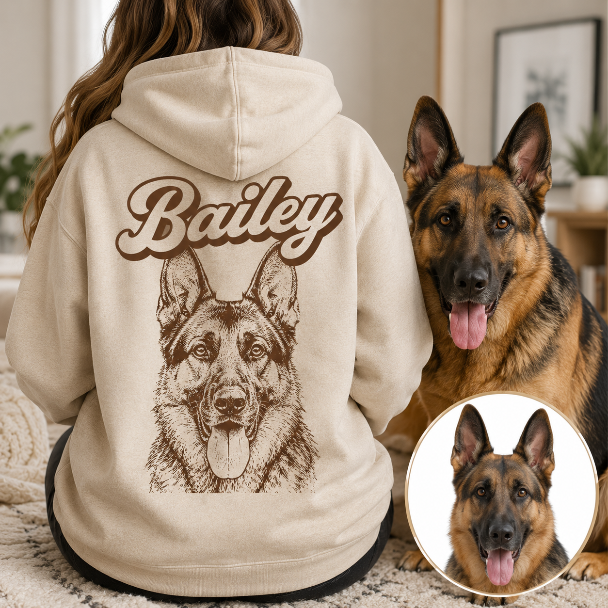 Custom Dog Photo Hoodie Personalized Pet Portrait Sweatshirt for Dog Mom and Dog Dad THUC99