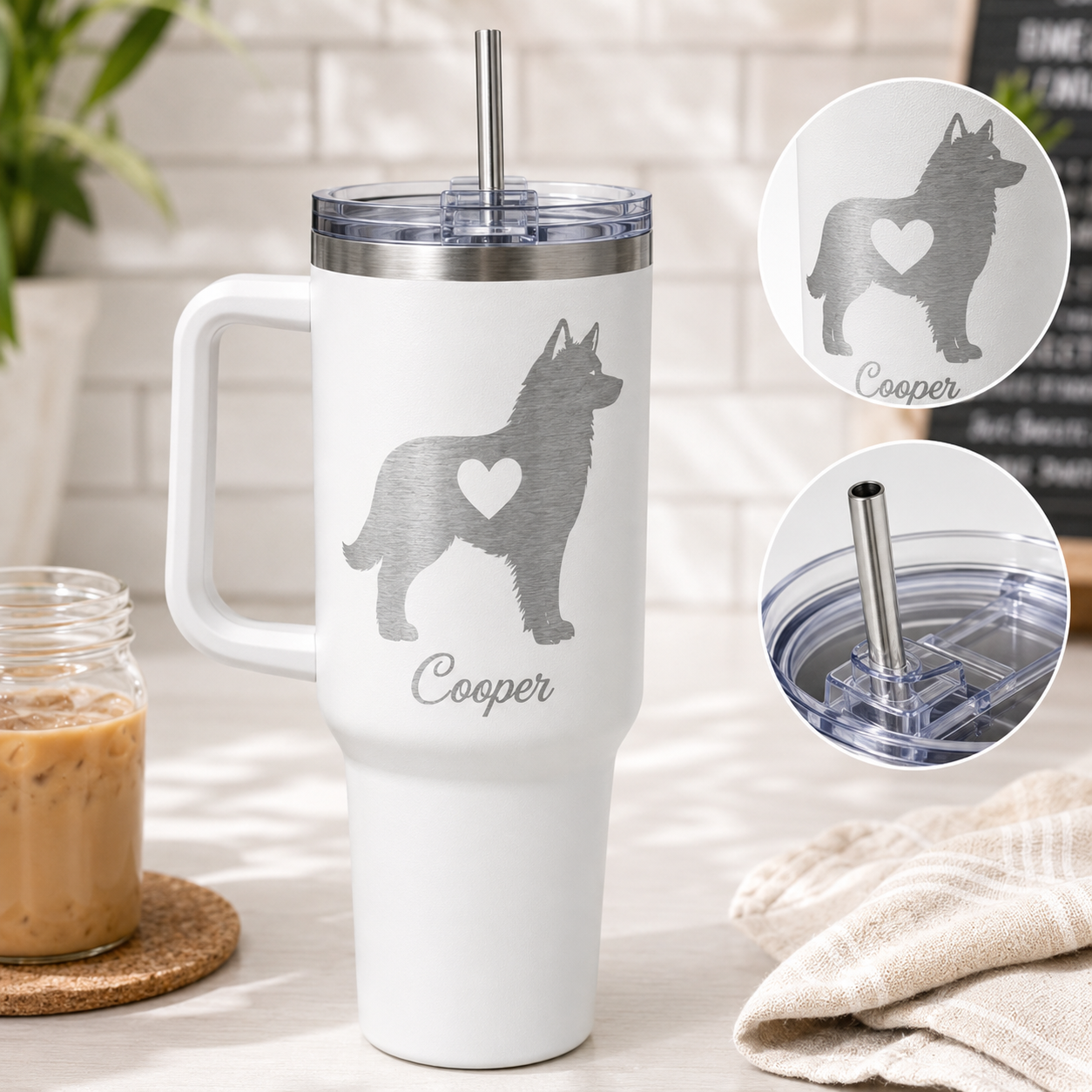 Personalized Dog Photo Travel Tumbler 40oz – Custom Pet Gift for Dog Lovers and Pet Parents THUC99