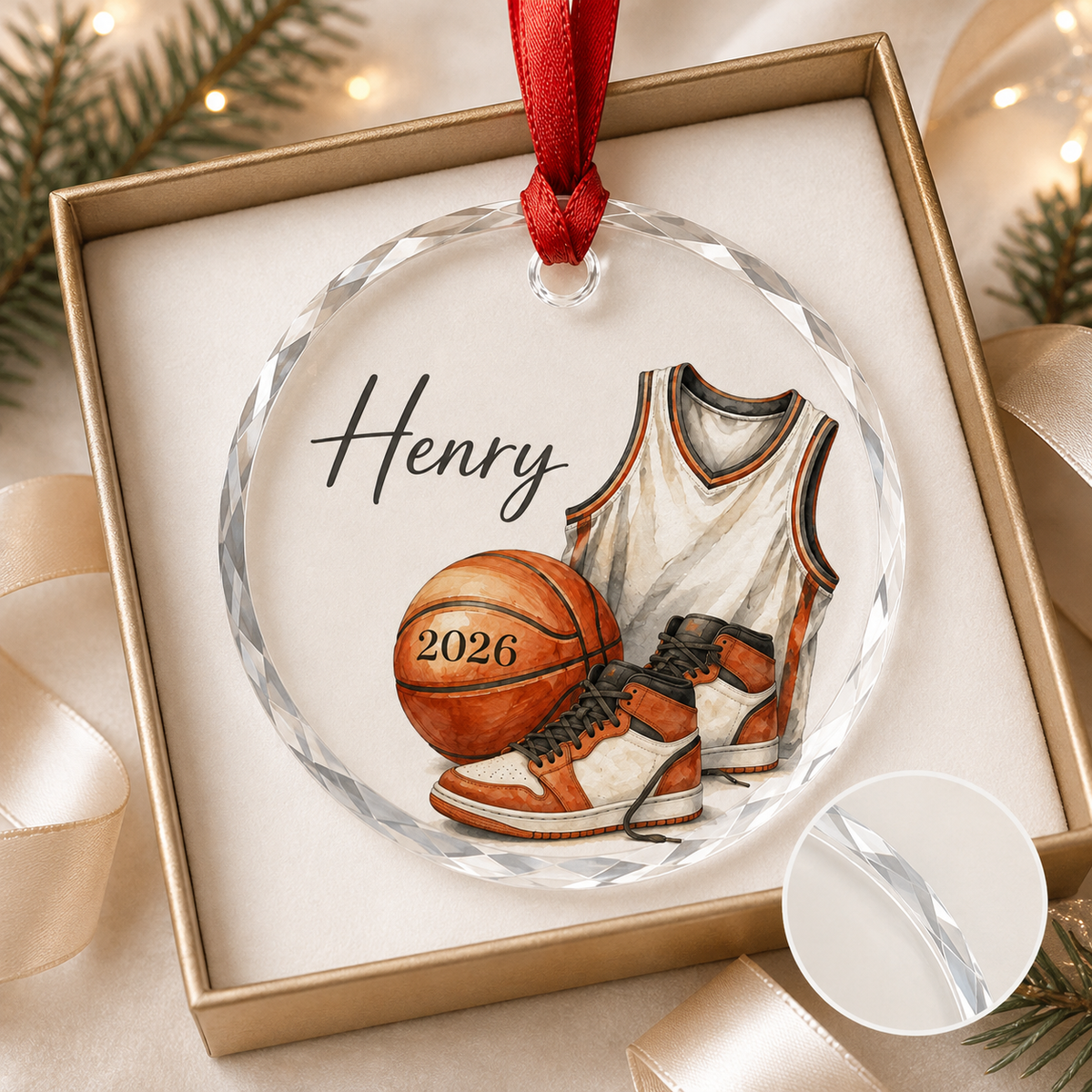 Sport Glass Ornament Basketball Gear