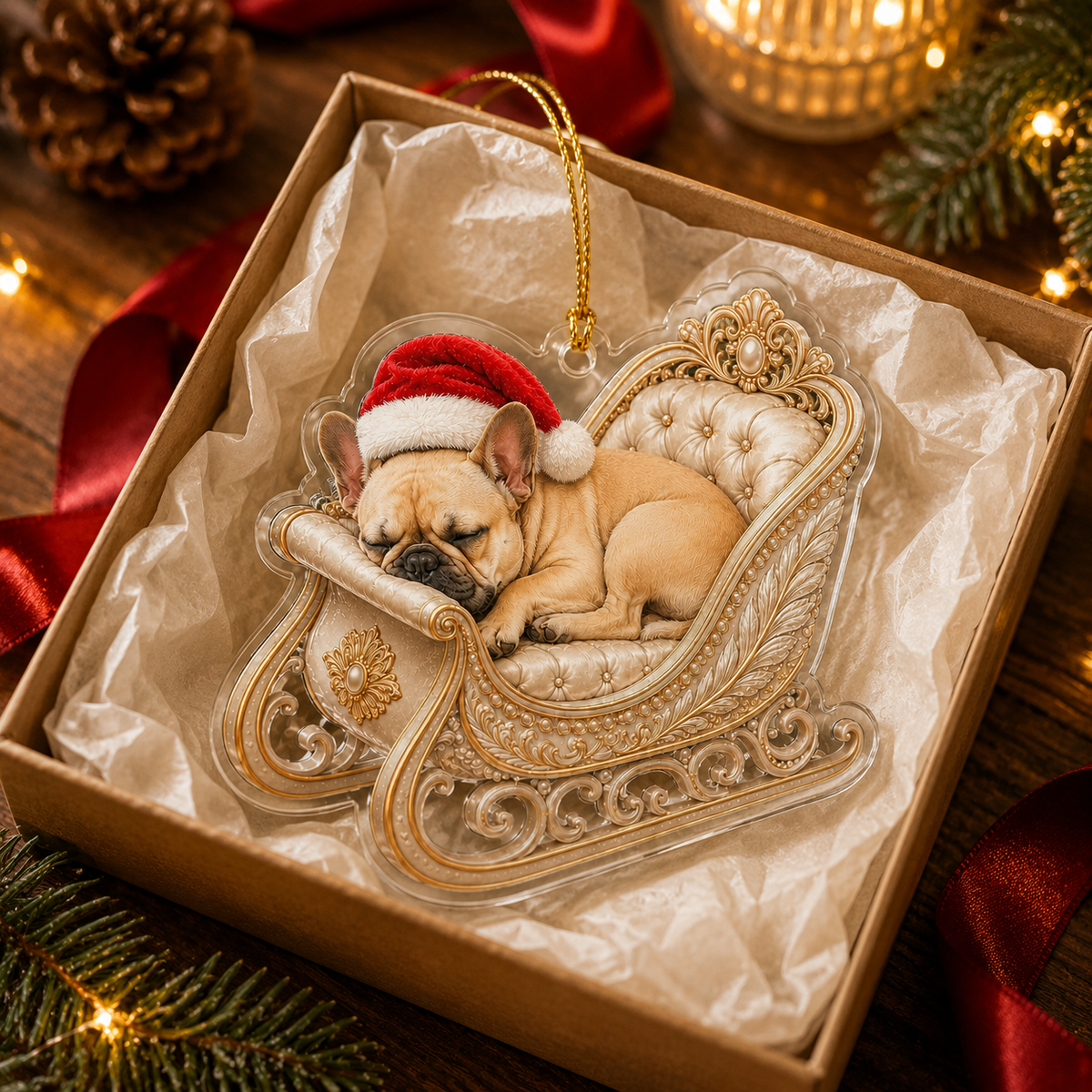 Dog Christmas Sleigh French Bulldog