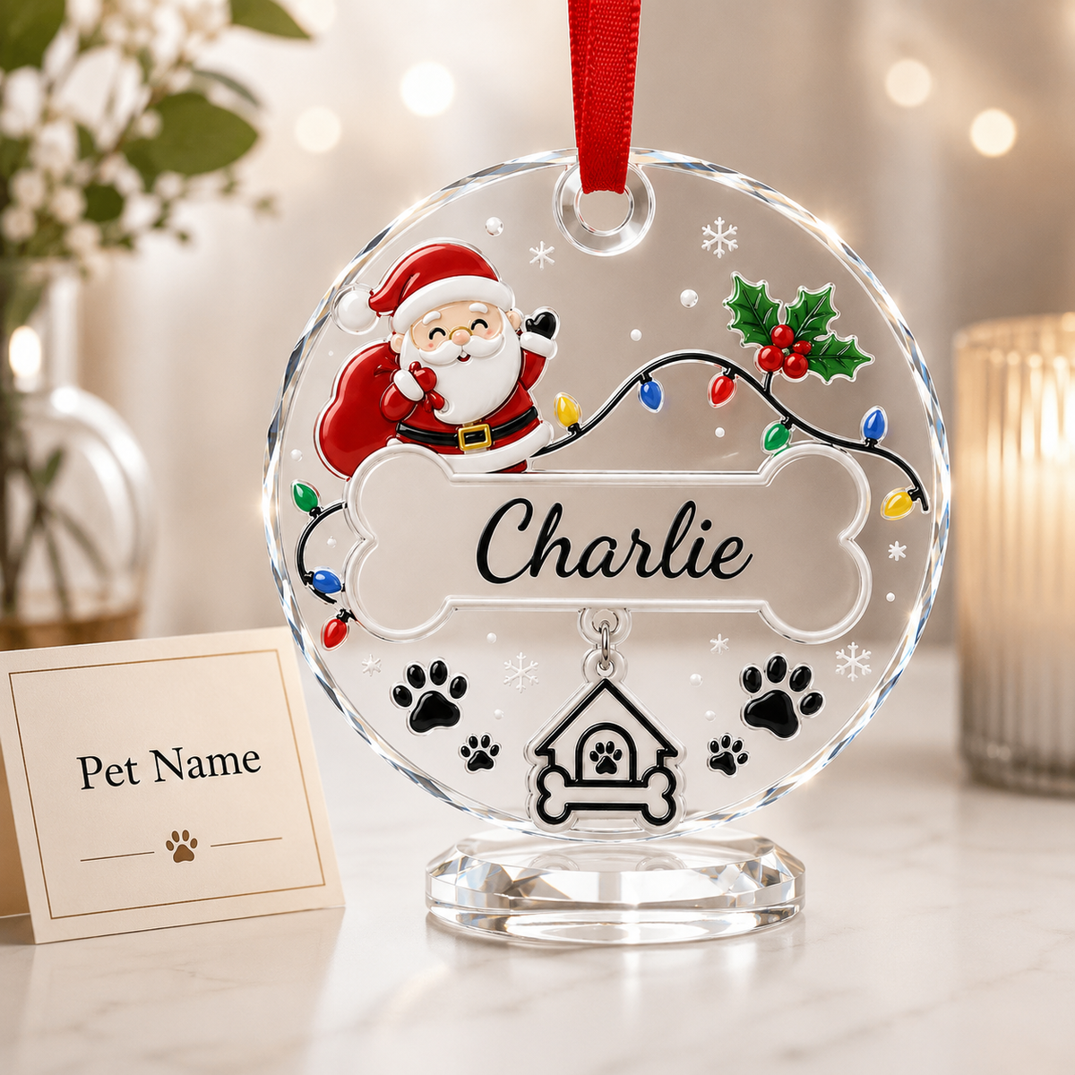 Custom Name  Dog Santa