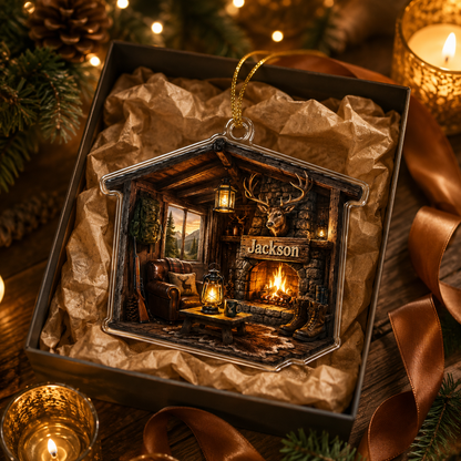 Personalized Hunting Cabin Hearth Acrylic