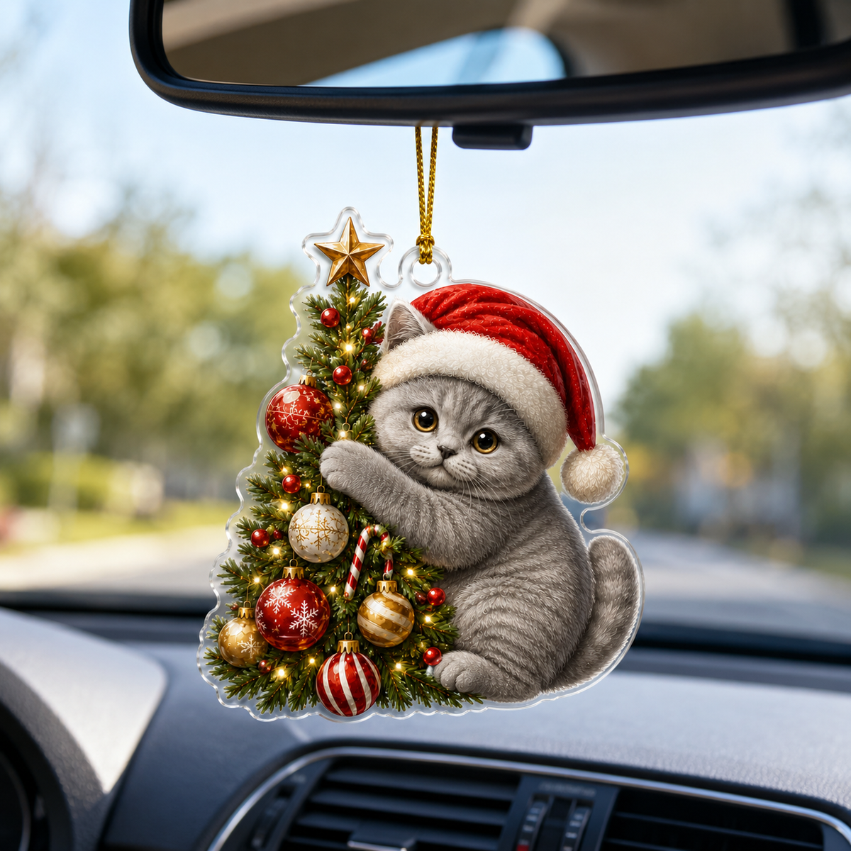 Cat With Christmas Tree British Shorthair