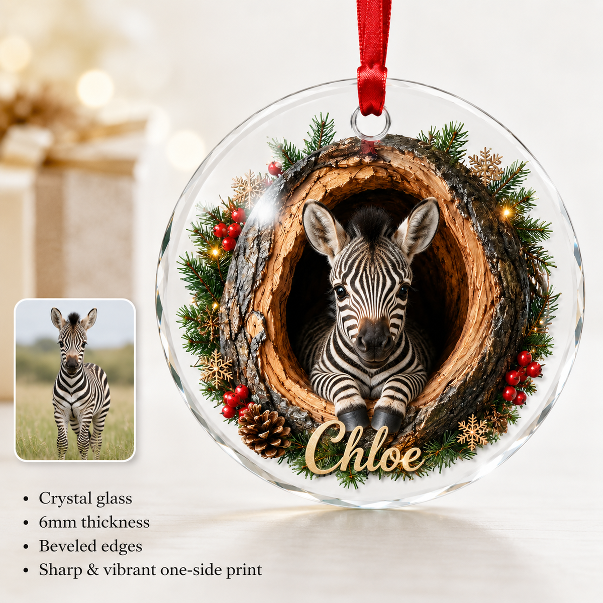 Animal Glass Ornament Tree Hollow Zebra
