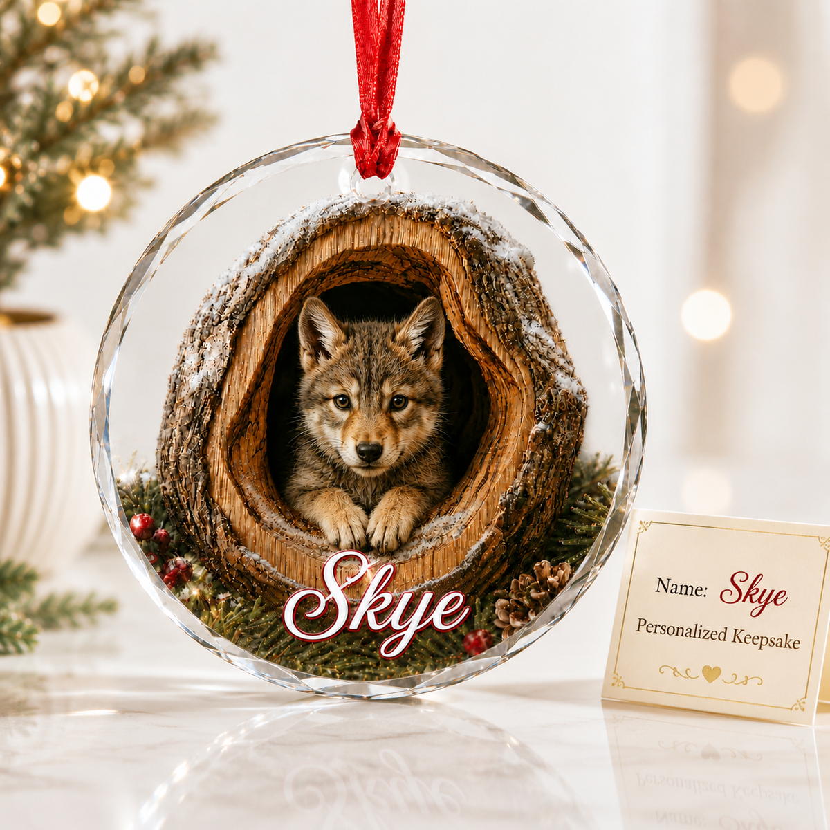 Glass ornament Animal Wolf