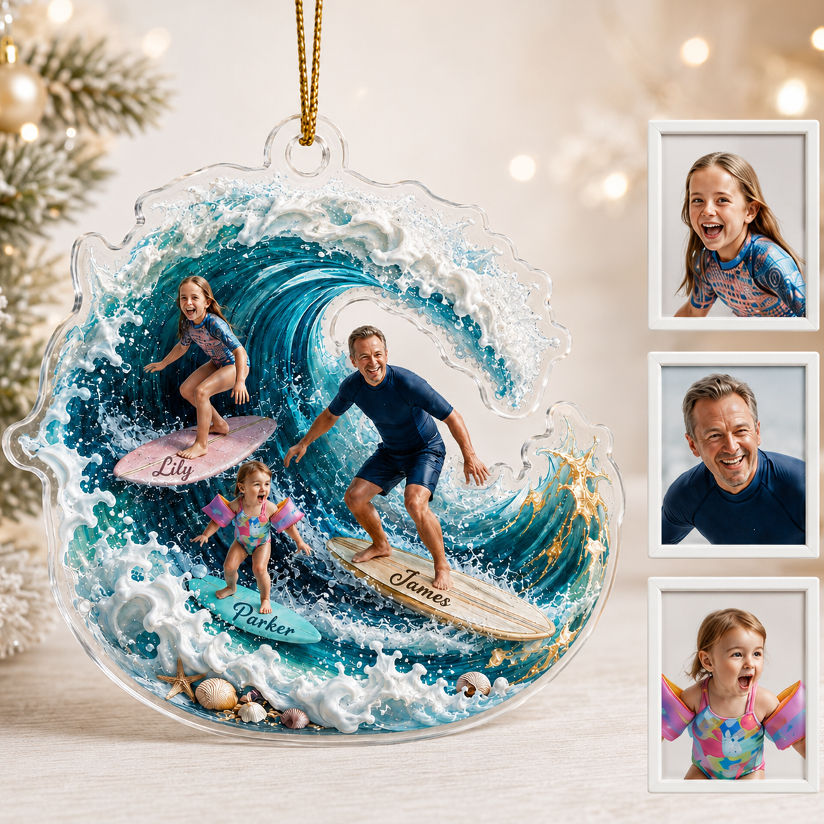Surfing Personalize Acrylic Family Surfing