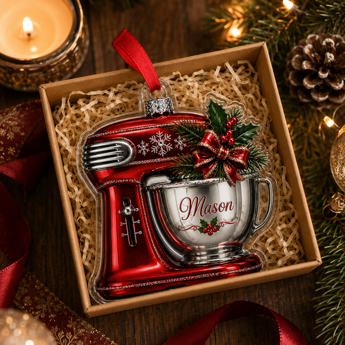 Personalized Kitchen Utensils Acrylic Red Dough Mixer