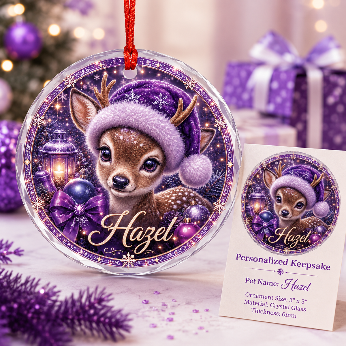 Purple Animal At Christmas Deer