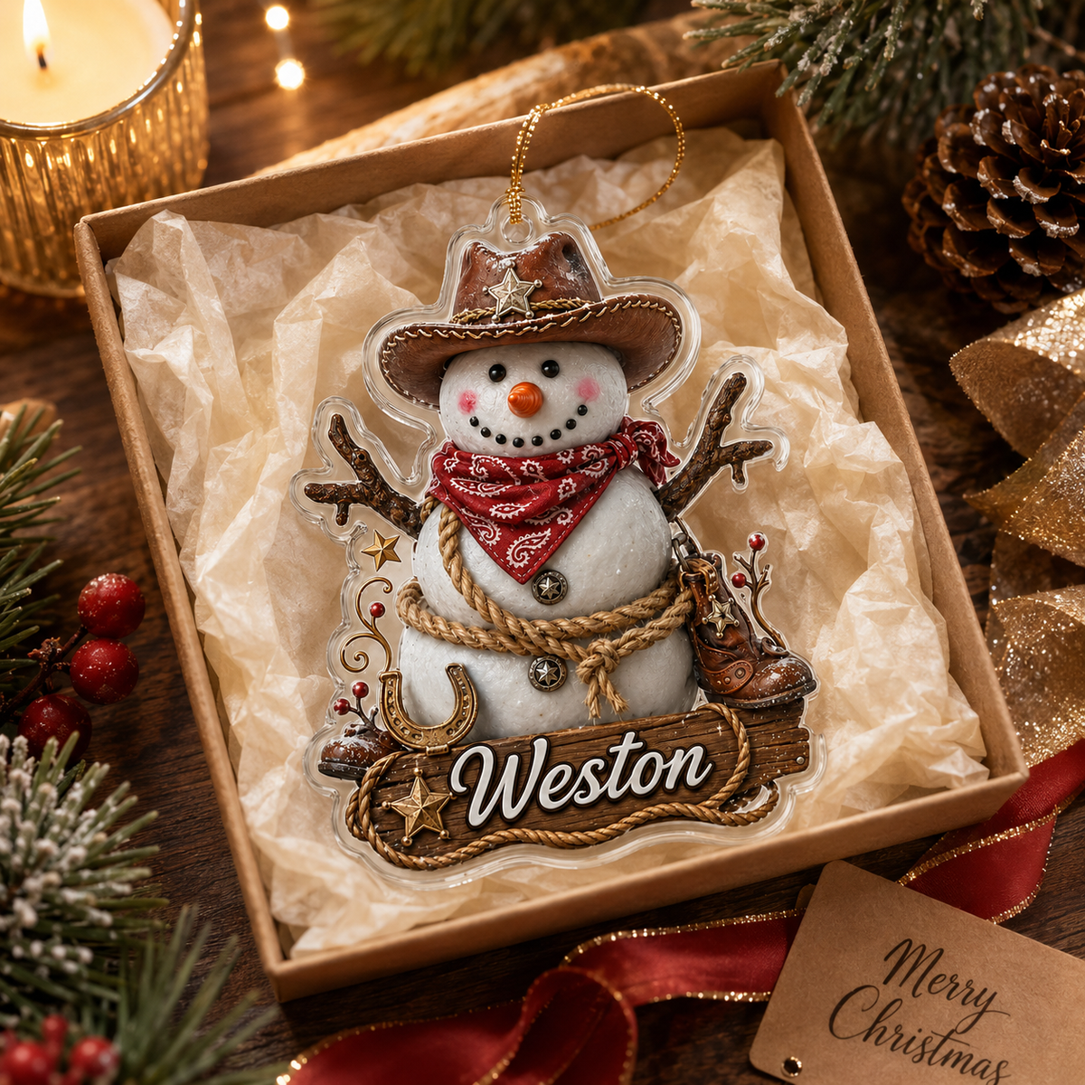 Personalized Boost Cowboy Snowman Acrylic