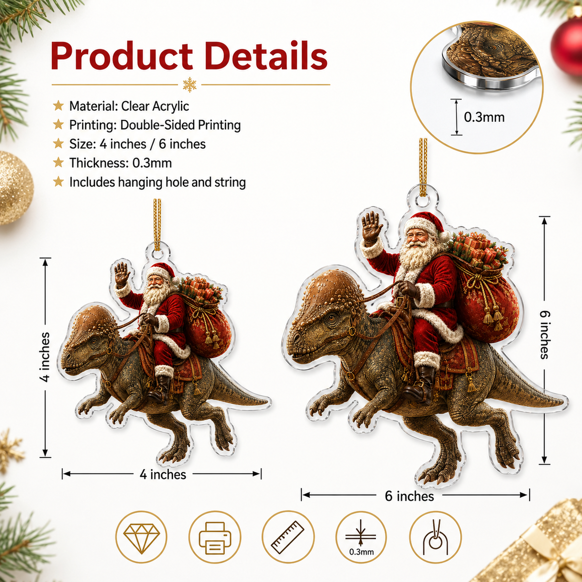Dinosour With Santa Pachycephalosaurus