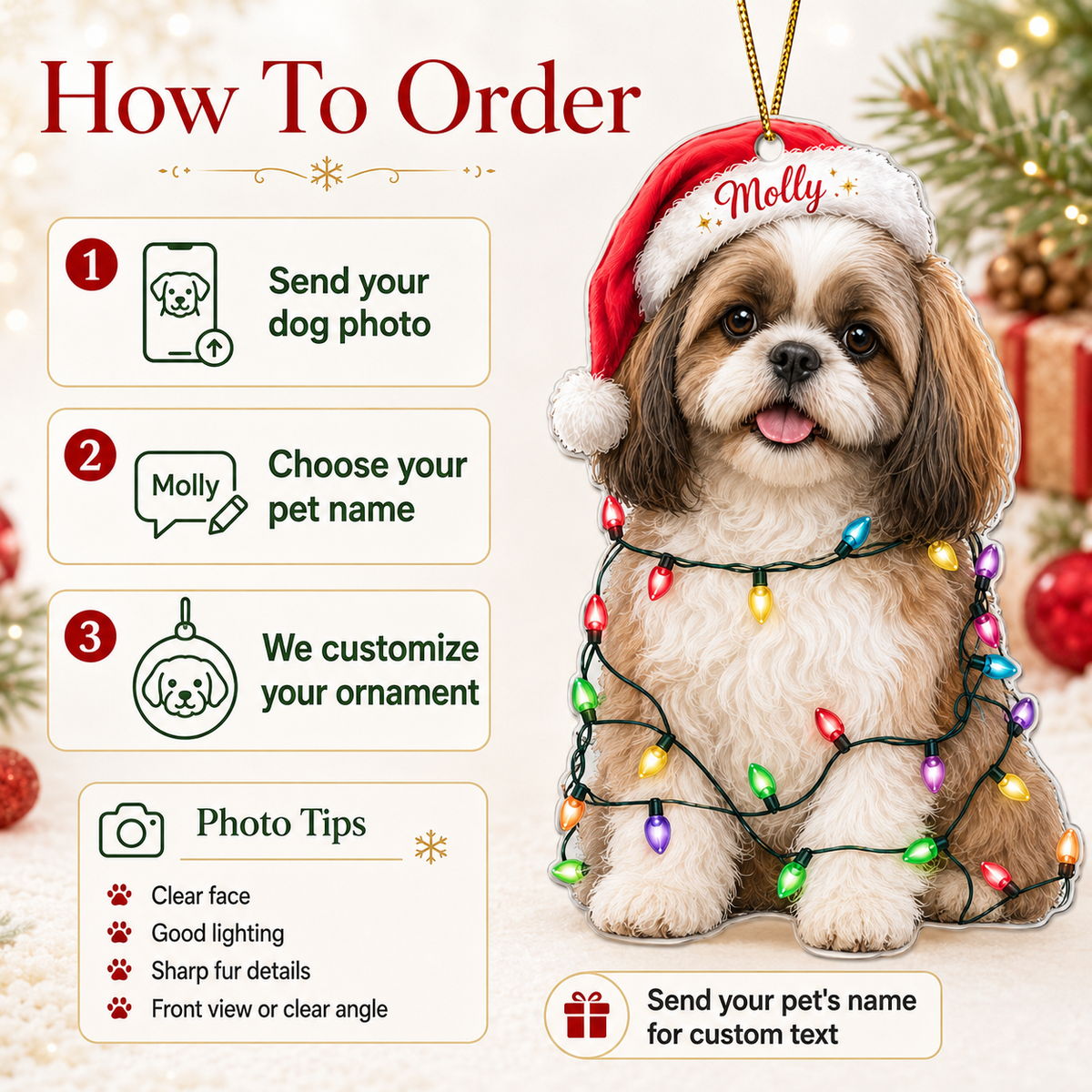Custom Photo Dog Christmas Style 11