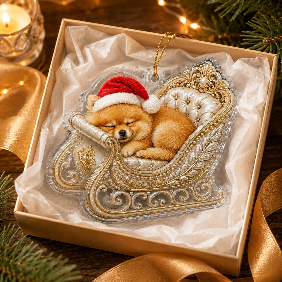 Dog Christmas Sleigh Pomeranian
