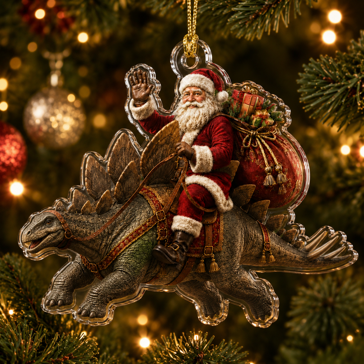 Dinosour With Santa Stegosaurus